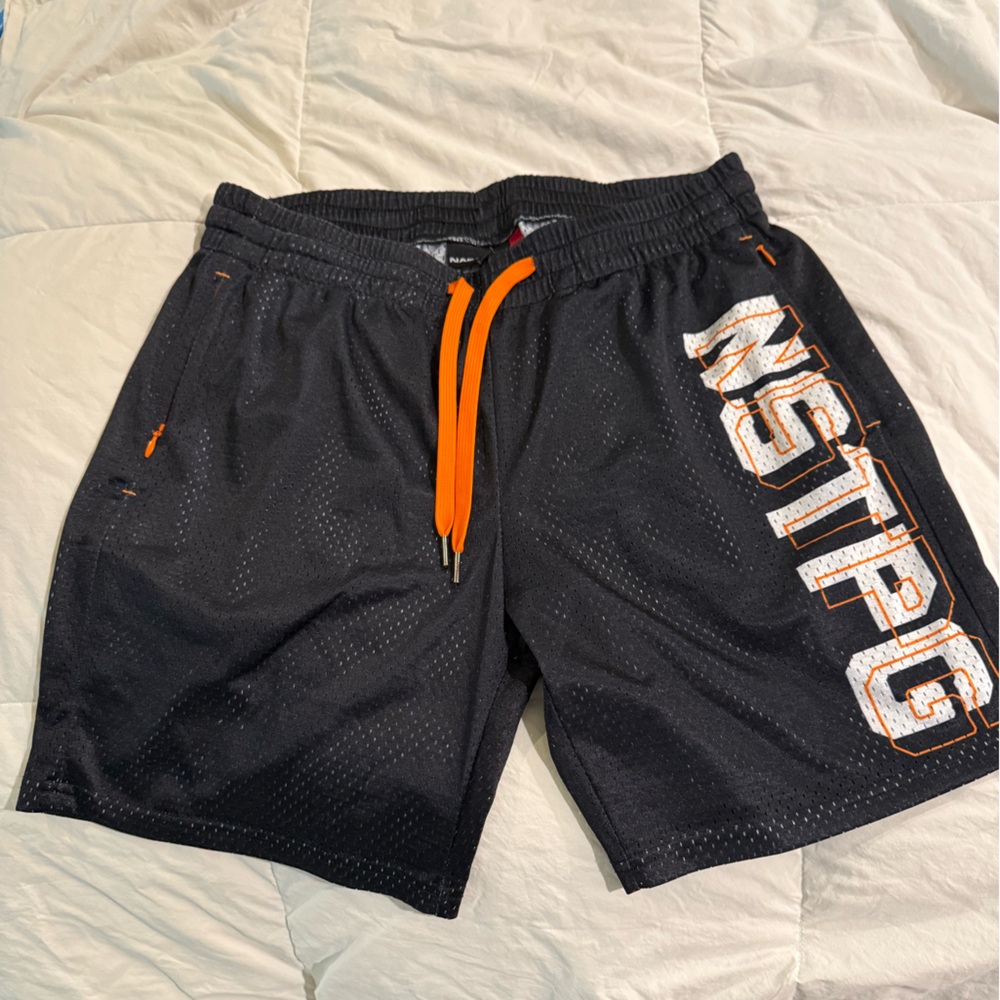Nasty Pig Black Mesh Athletic Shorts with Orange Details Large